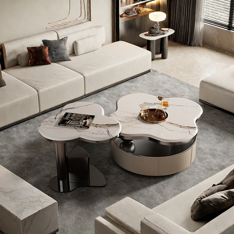 Modern super crystal stone coffee table, White