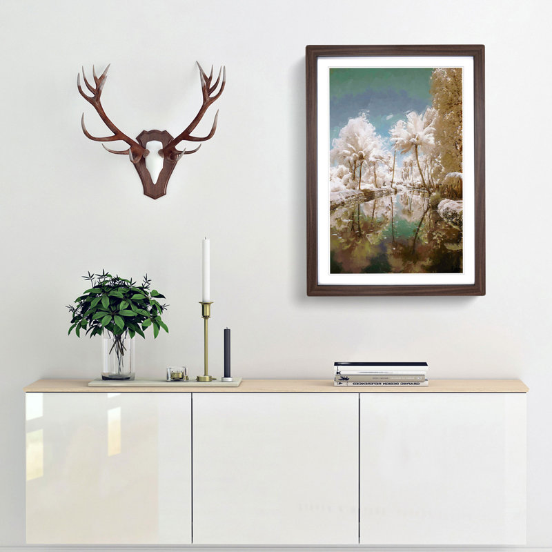 Tree View in Kerala India in Abstract - Picture Frame Graphic Art Print, 60cm H x 40cm W x 2cm D, Walnut