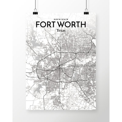 Fort Worth City Map - Unframed Graphic Art Print on Paper