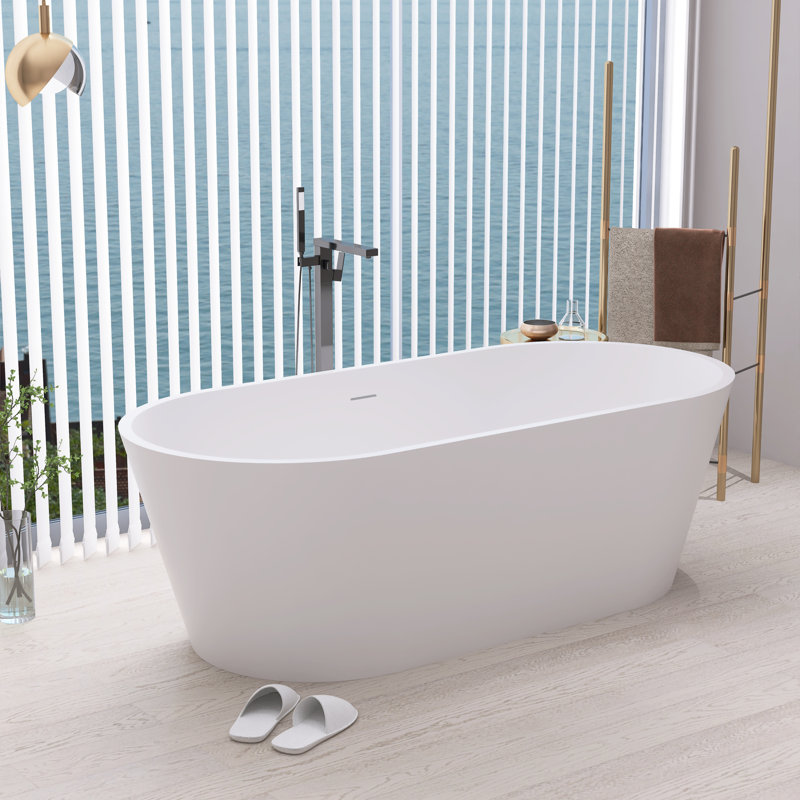 Baignoire de trempage autoportante en résine de pierre 71 "avec drain