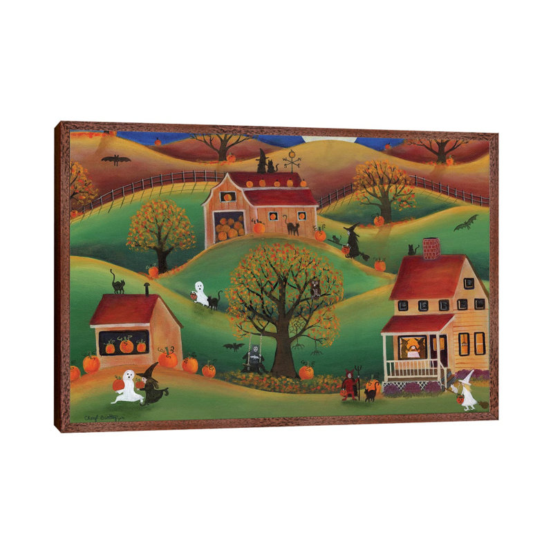 Halloween Autum Pumpkin Farm by Cheryl Bartley - Painting on Canvas, 45.72cm H x 66.04cm W x 3.81cm D