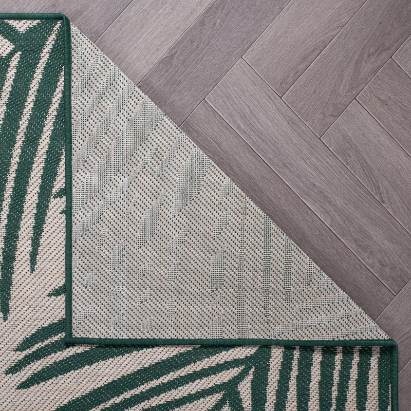Tapis intérieur / extérieur à motif floral vert / beige Steph, Rectangle 2 pi x 3 pi