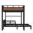 Full XL Over Full XL Metal Bunk Bed with Raised Guardrail — Metal Loft & Platform Bed, Walnut Finish-764102636-764102637