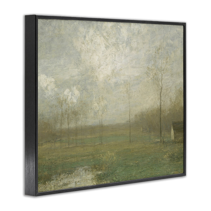 Giclée encadrée, vue de Hazy Farmland, H 11 po x l 14 po, Giclée encadrée noir minuit