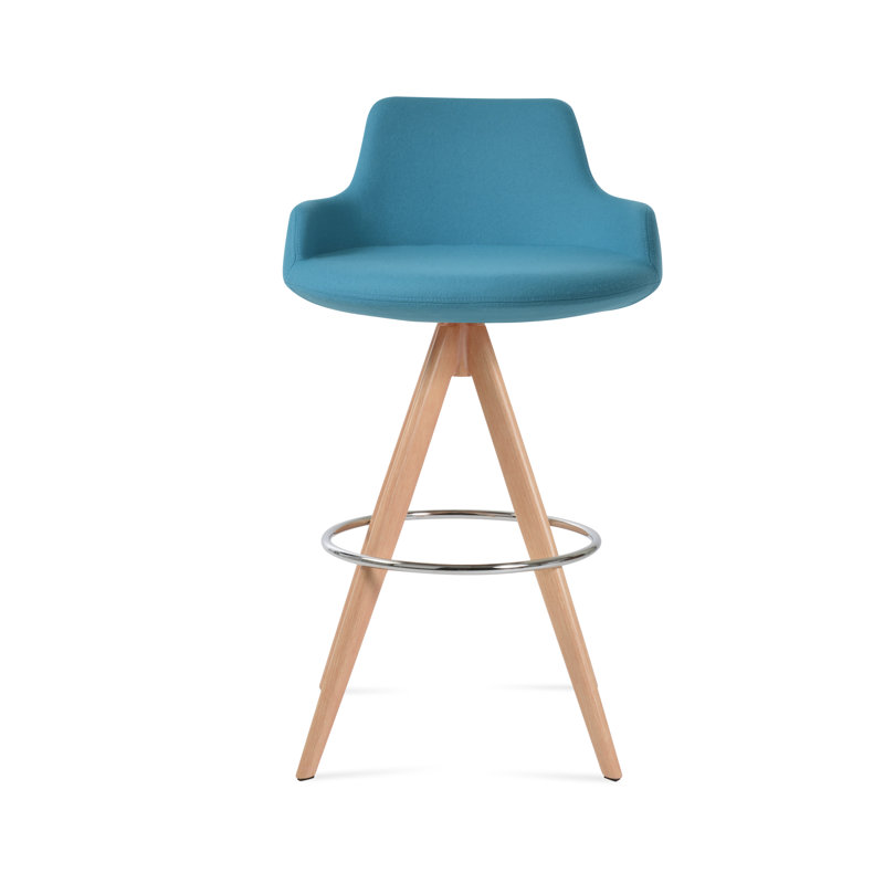 Tabouret de derviche, Naturel, Turquoise, Tabouret de bar (siège d'une hauteur de 29,5 po)