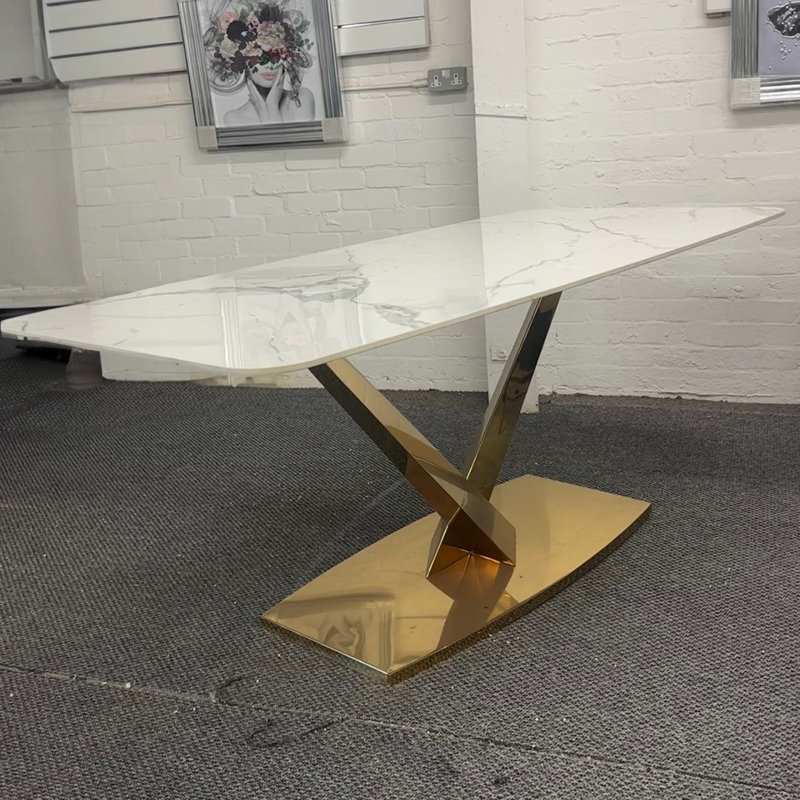 Stone Top Metal Base Dining Table
