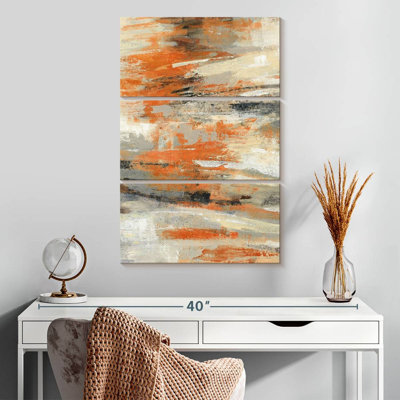 Golden Dust Orange II - 3 pièces d'une image tendue sur toile tendue