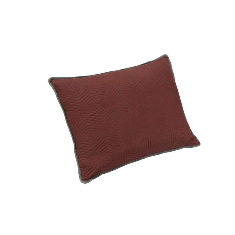 King Size Russet Red and Dark Grey Embroidered Cotton Polyester Sham