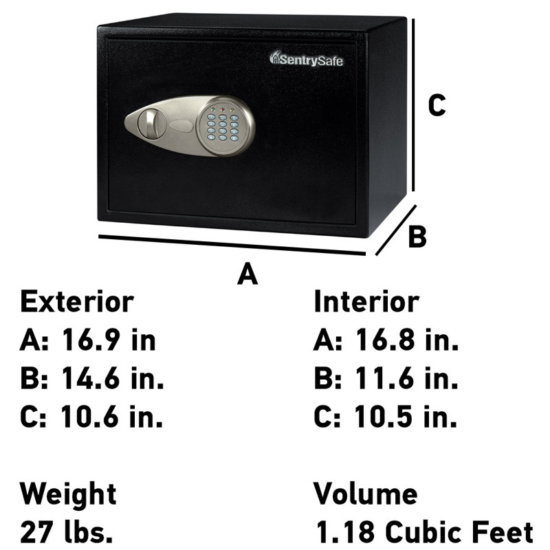 Security Safe Lock, 10.6" H x 16.9" W x 14.6" D