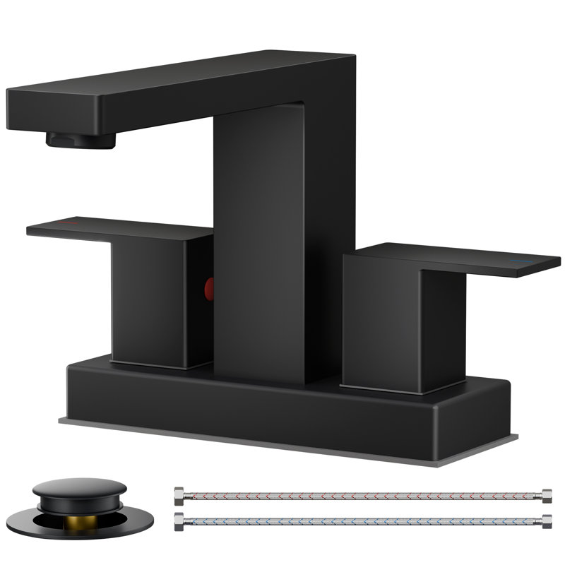 Centerset Bathroom Faucet With Drain Assembly, 2-handle Bathroom Sink Faucet, Matte Black