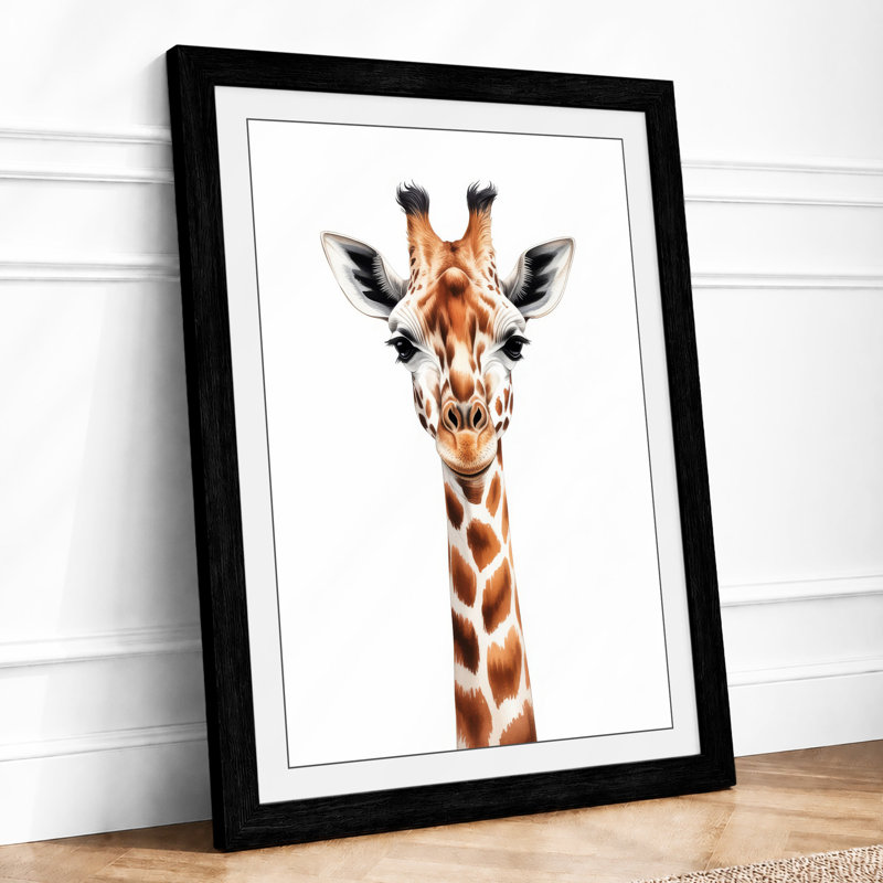 Gentle Giraffe Modern - Framed Print, A2 - 59.4 x 42.0 cm, Black