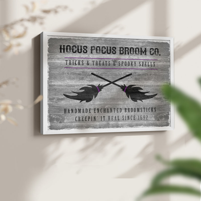 Hocus Pocus Broom Co-Print - Restickable, H 8 po x l 10 po, Blanc
