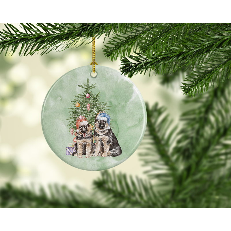 Ornement suspendu de Noël avec maman berger allemand et bébé