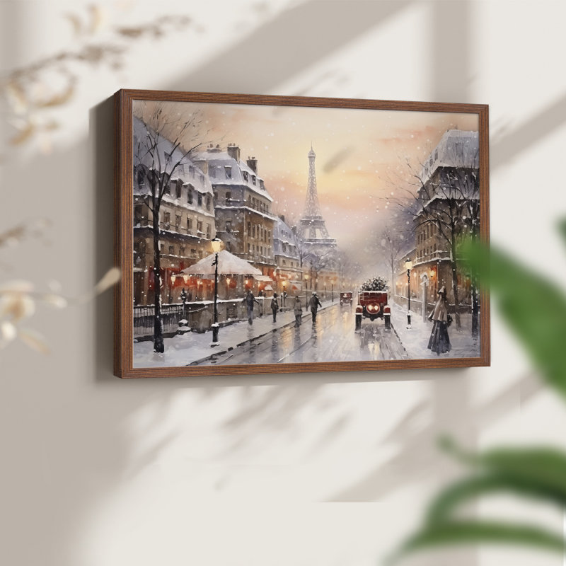 Chirstmas Art-CCCXIV -Framed Print - Restickable, H 22 po x l 28 po, Noyer