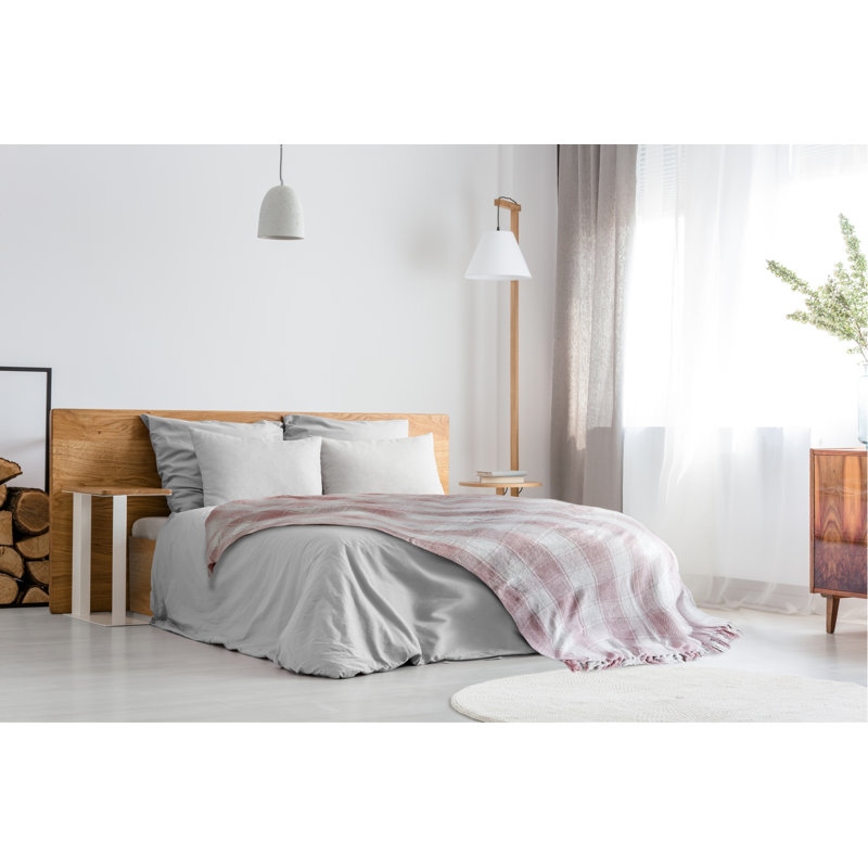 Allardt Hand Woven Throw Blanket, 228cm W x 254cm L, Blush Pink
