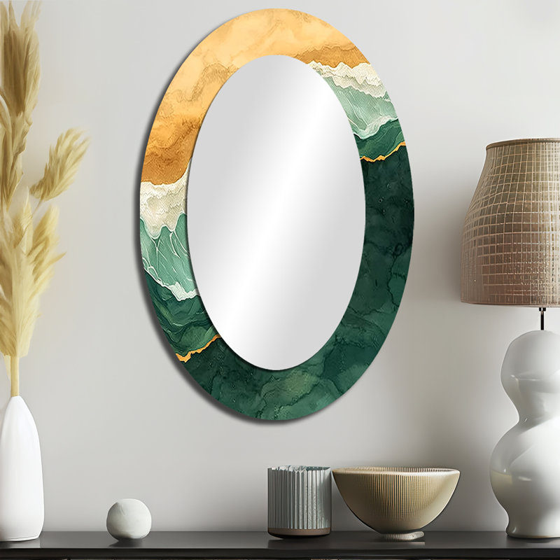 Miroir mural Emerald Beach Areal View II - Vert, 36 po x 24 po