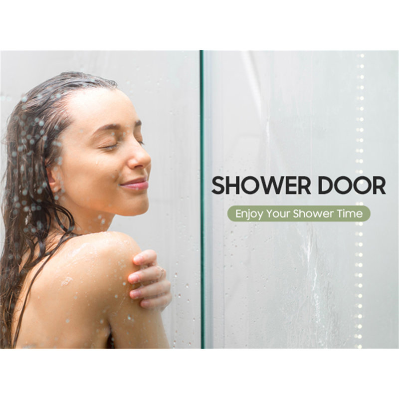 Les deux portes de douche coulissantes encadrées en verre de 60 po de largeur x 76 po de hauteur avec verre trempé transparent de 1/4 po (6 mm), finition argentée, grands rouleaux, rail carré, revêtement autonettoyant des deux côtés