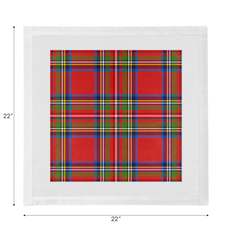 Christmas Tartan Red Cotton Sateen Dinner Napkins