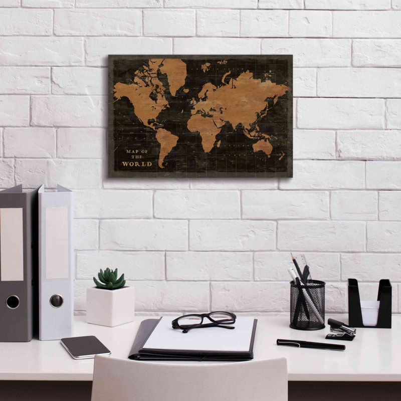 Red World Barrel Studio «World Map Industrial» par Sue Schlabach, impression sur toile par estampe numérique