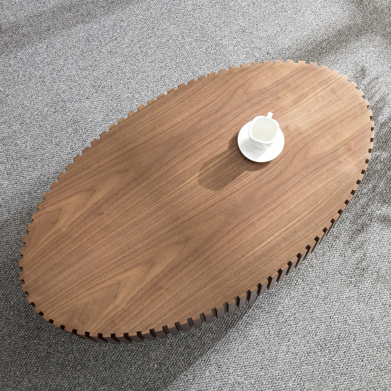 MDF Oval Coffee Table, Brown, 13.38" H x 43.7" W x 24.8" D