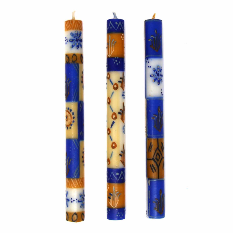 Ensemble de bougies à 3 pièces peintes déeffilées à la main sans parfum