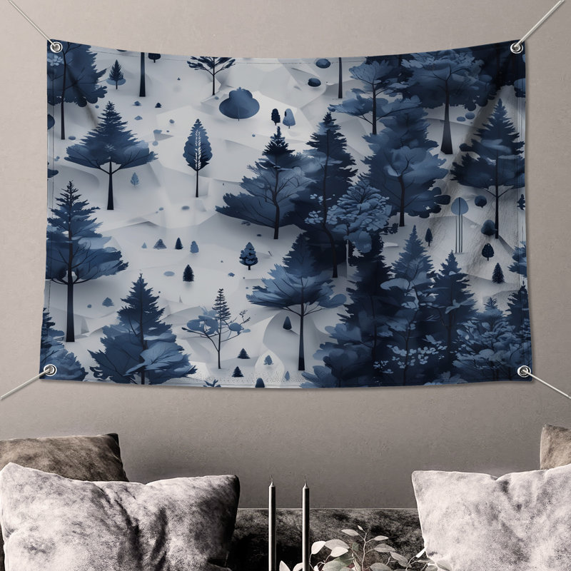 Tapisserie murale "Forêt bleue", 50 po H x 60 po L avec 4 œillets