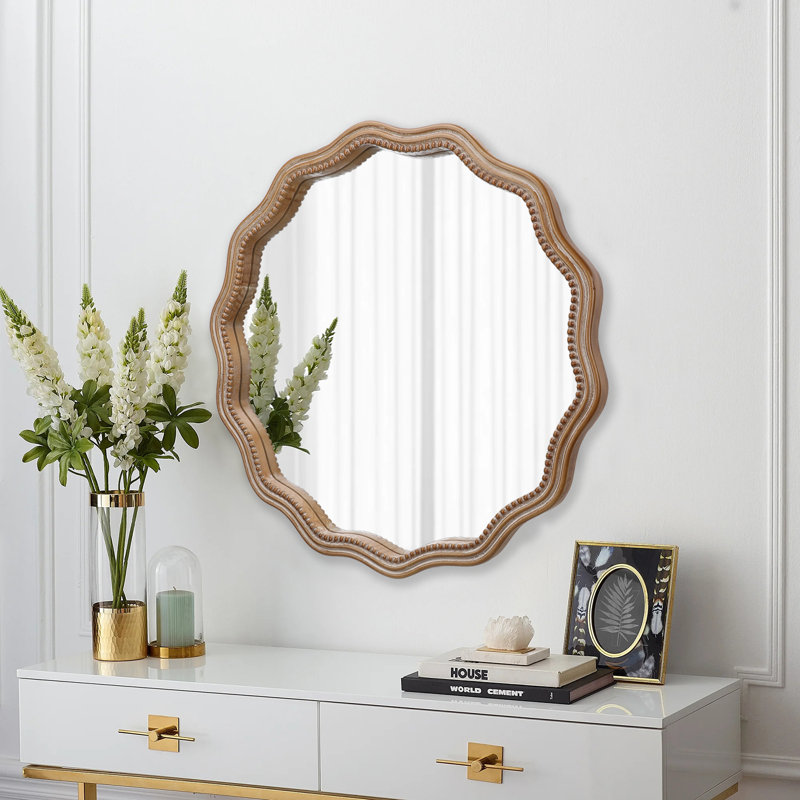 Miroir mural moderne rond ondulé, miroir mural rond