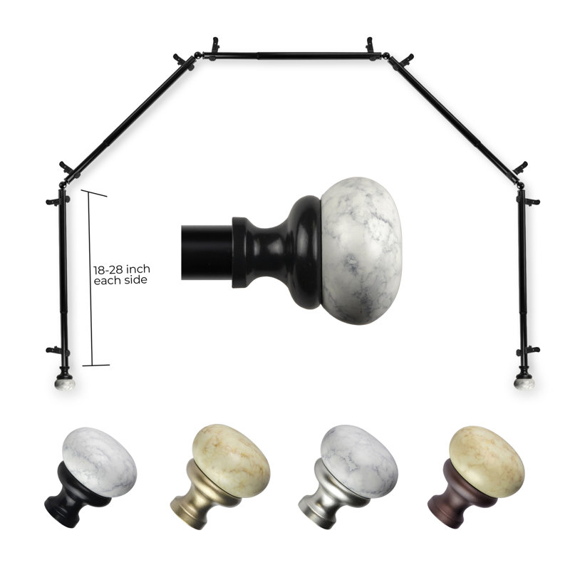 Tringle à rideaux à 5 côtés Milbrodt pour baie vitrée 13/16 po - Cacao, Noir, 18 po - 28 po (chaque côté)