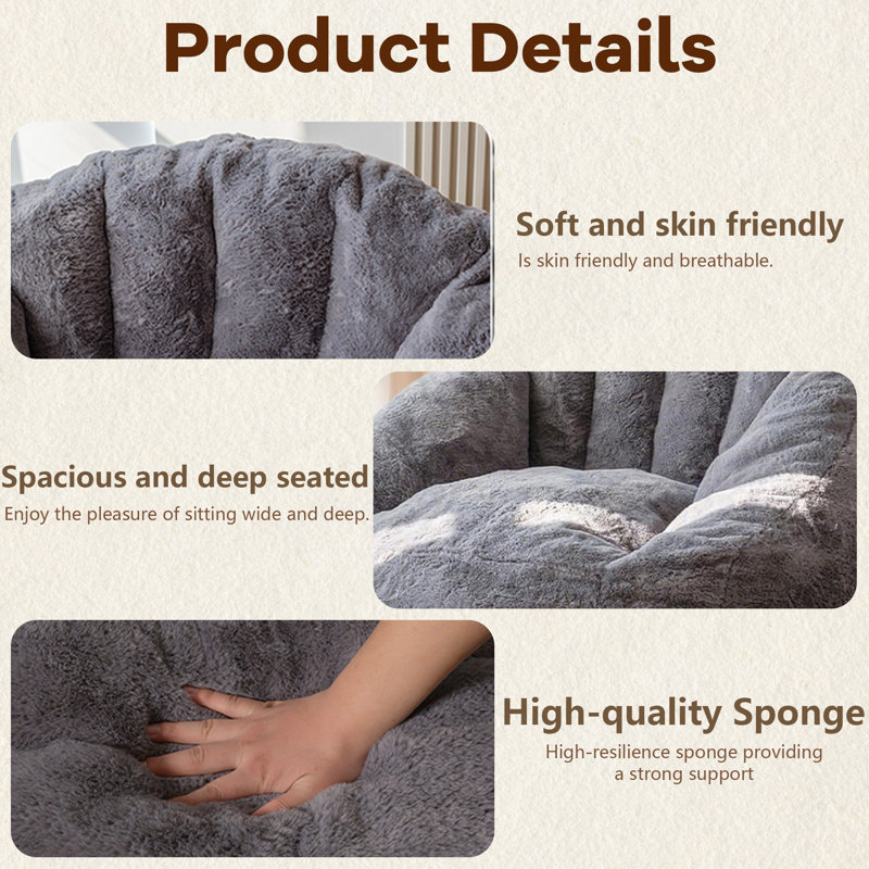 Fauteuil à billes, Tissu gris pâle