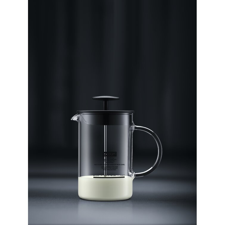 ULTNICE Manual Milk Frother Bubbler Glass Coffee Pot Handheld Milk Foam  Maker Coffee Milk Whisk 480ml Black