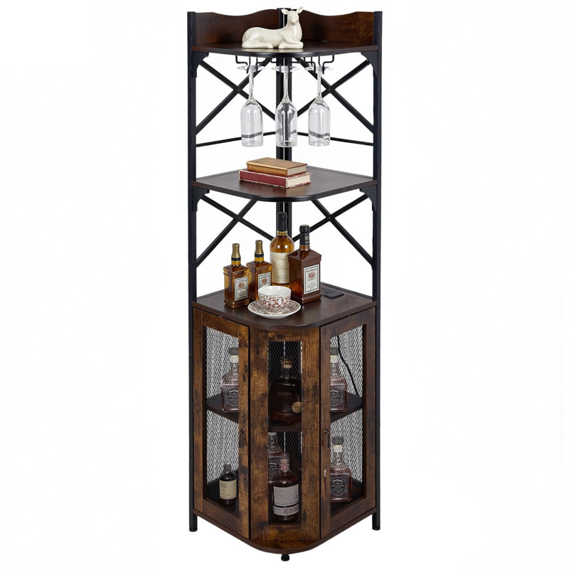 30 cm Wine Bar Cabinet, Brown/Black