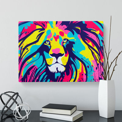 Splashed Lion Vol.4 Abstract - Wrapped Canvas