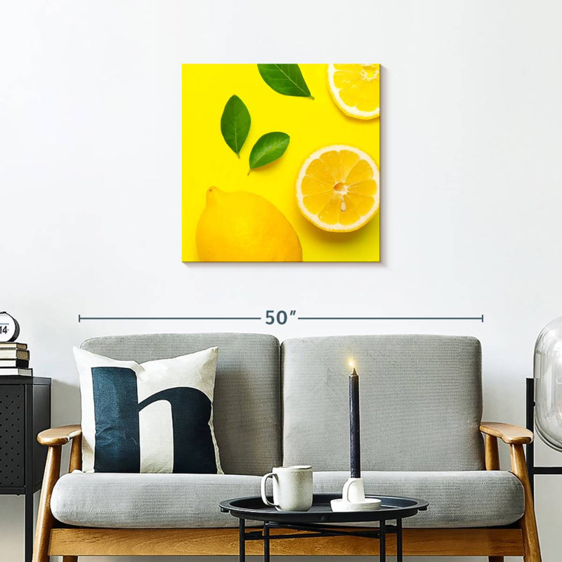 Abner citrons sur jaune, H 24 po x l 24 po