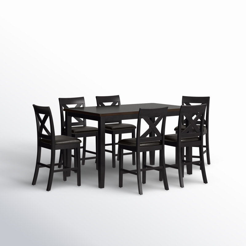 Ketron 6-Piece Counter Height Dining Set w/ Upholstered Seats, Black