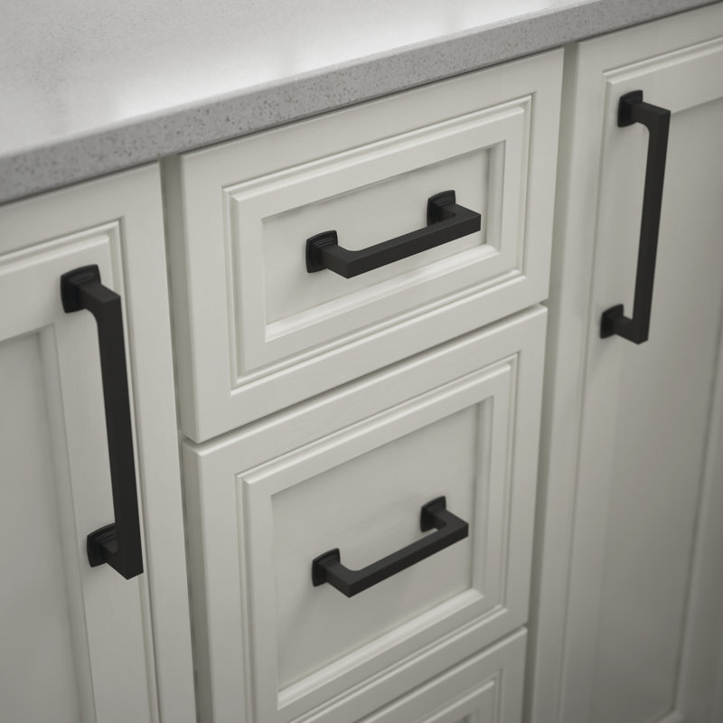 Matte Black Brass Bar Pulls with Mounting Hardware, Set of 5