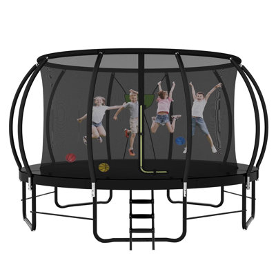 Trampoline d'extérieur de 16 pi avec enceinte et ensemble de trampoline de loisirs avec panier de basketball Funseek