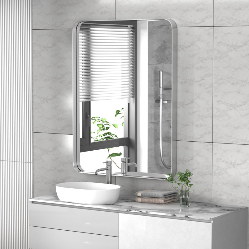 Eitzen Rectangle Wall Mirror High-Strength Tempered Glass and  Stainless Steels Framed Wall Mirror Accent Mirror, 40" x 30"