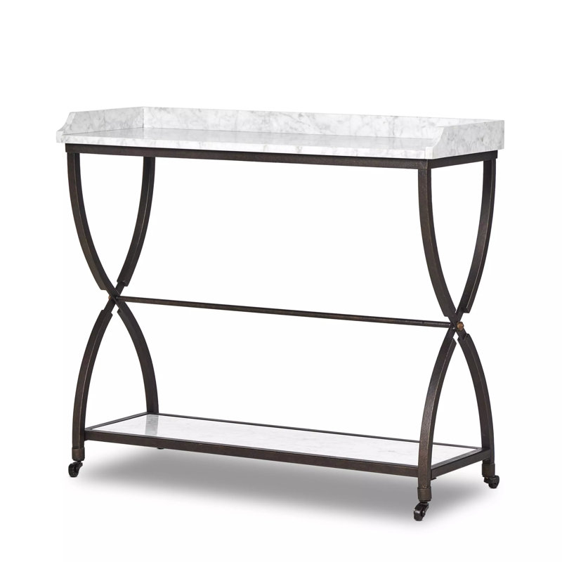 Six Beers 43'' W Console Table, White, Brown