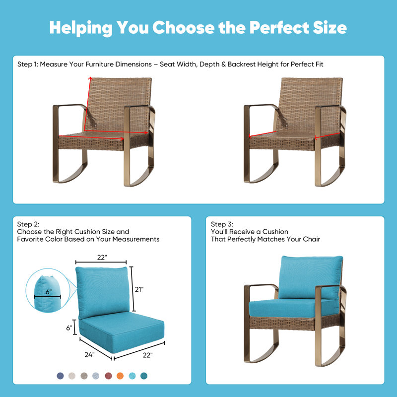 Outdoor Cushion Set, 6 Inch Deep Seat Patio Furniture Cushions with Removable Cover,Replacement Patio Cushion Set for Chair,Sofa,Loveseat