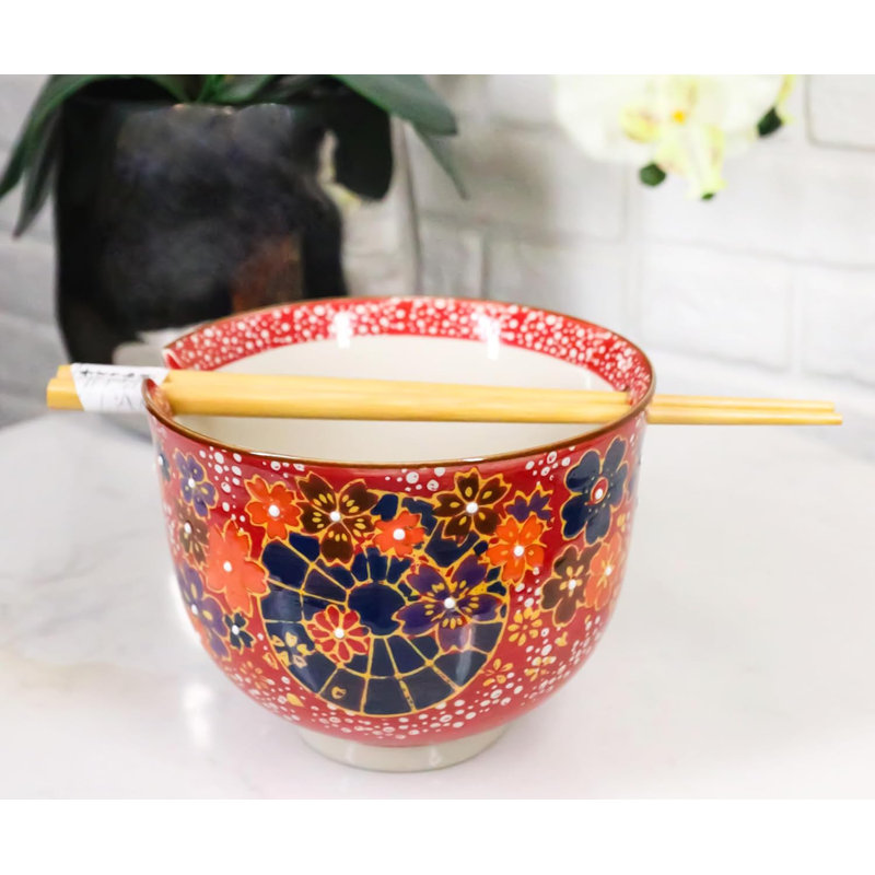 Ensemble de bol à soupe avec des baguettes Donburi Colorful Spring Spring