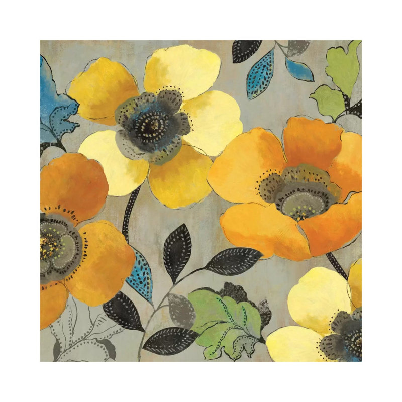 Yellow And Orange Poppies II by Allison Pearce - Wrapped Canvas Painting, 45.72 cm H x 45.72 cm W x 1.91 cm D