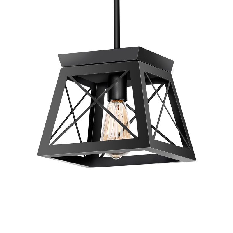 Corri 1-Light Matte Black Farmhouse Geometric Kitchen Island Pendant Light