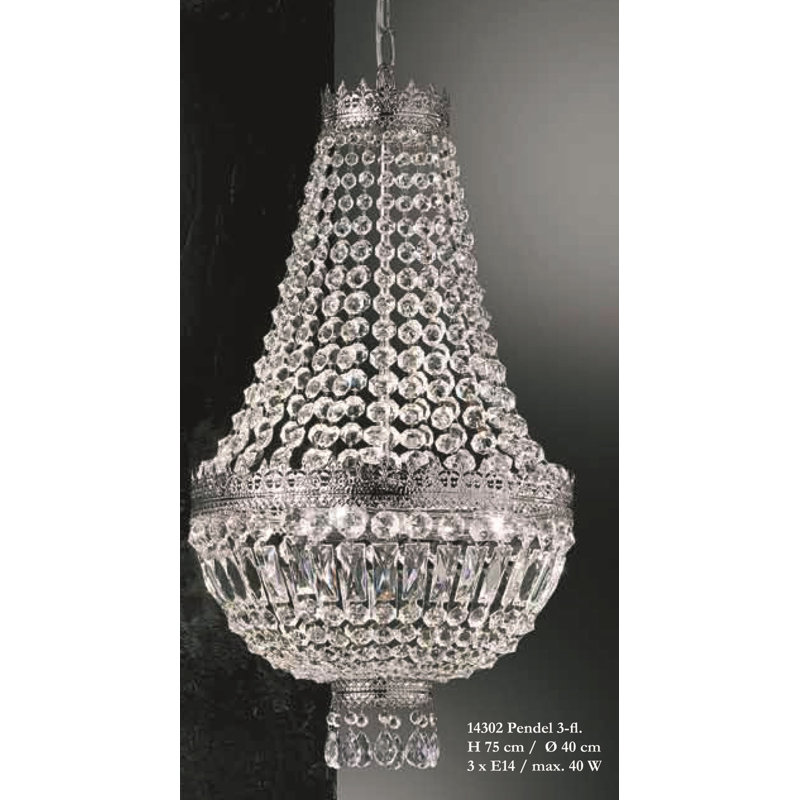3 - Light Chandelier, Nickel
