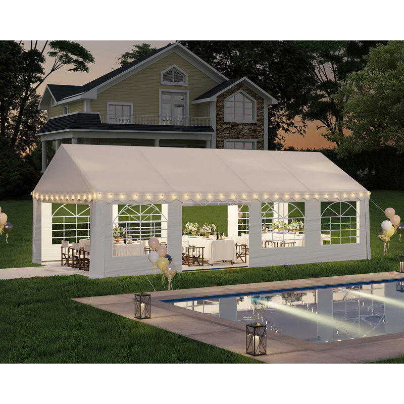 13Ft X 26Ft Canopy with Rolled Sidewalls,White, 13 (ft.) x 26 (ft.), White