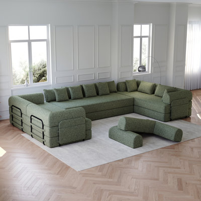 Canapé-lit convertible 78,7 po - Chenille, matelas pliant, poche latérale - 3 pièces