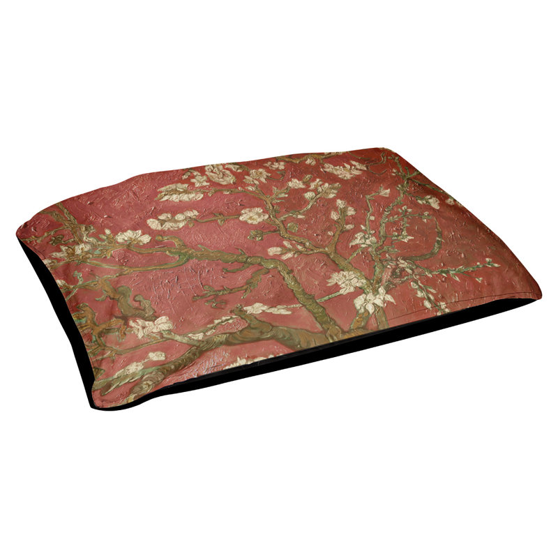 Coussin de concepteur de fleurs d’amande Burk, L 19,5 po x l 29,5 po, Rouge / Noir