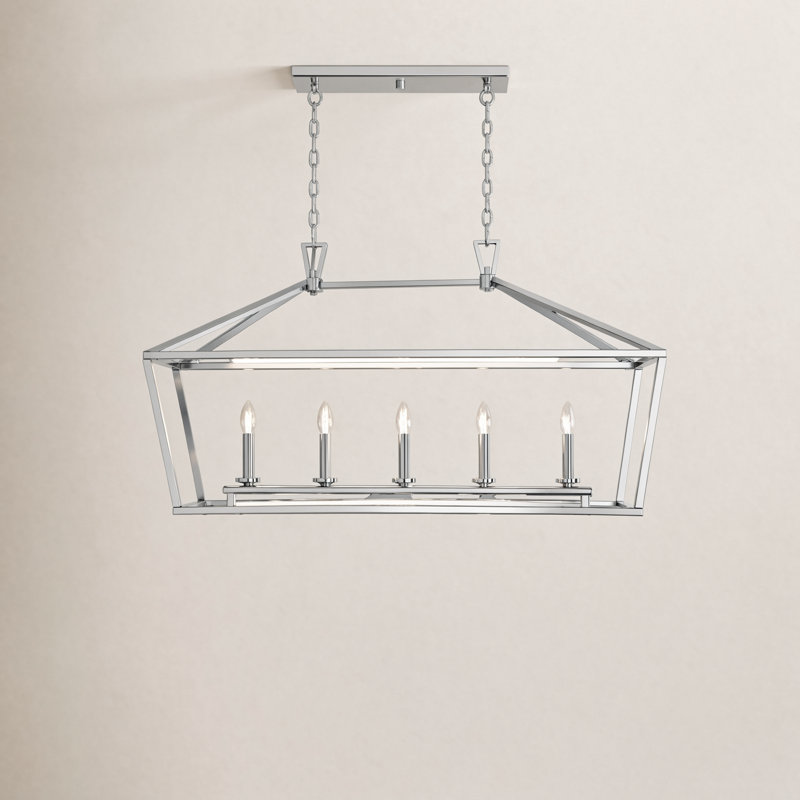 Hastings 5-Light Dimmable Linear Pendant, 23.5" H x 44" W x 16" D, Polished Nickel