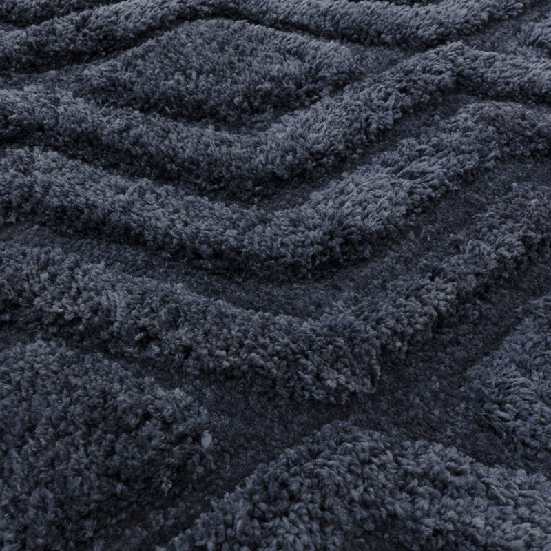 Peck Shaggy Navy Blue Rug, Rectangle 120 x 170cm