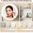 Small LED Lighted Vanity Desk with Mirror, Makeup Table with 3 Lighting Modes, Power Outlet, Drawer, Open Shelves & Cushioned Stool for Bedroom, White
