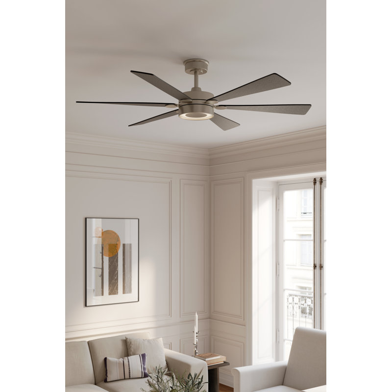 Brenix 60" 5CCT LED Smart Ceiling Fan, Nickel, Coal